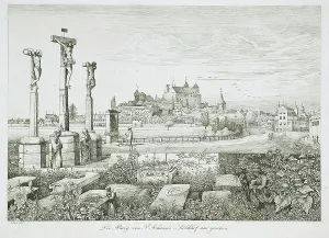 Die Burg von St. Johannis Kirchhof aus gesehen, 19th century. Creator: Johann Jakob Kirchner