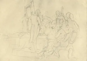 Spitzweg Prints: Die Kunstauktion, mid-late 19th century, (c1924). Creator: Carl Spitzweg