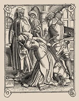 Pagans Collection: Die Nibelungen. How Gunther and Hagen and Kriemhild Were Slain, 1840-1841. Creator: Rethel