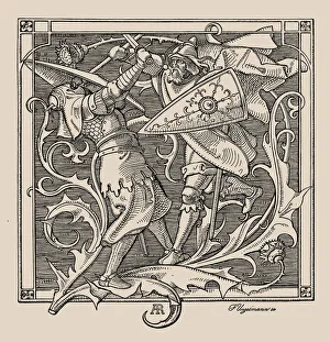 Die Nibelungen. Hagen of Troneck kills Iring, 1840-1841. Creator: Rethel, Alfred (1816-1859)