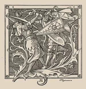 Odin Gallery: Die Nibelungen. Hagen of Troneck kills Iring, 1840-1841. Creator: Rethel, Alfred (1816-1859)
