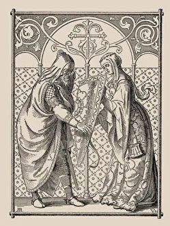 Wotan Prints: Die Nibelungen. Hagens Shield Request, 1840-1841. Creator: Rethel, Alfred (1816-1859)