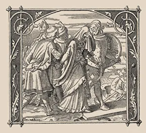Die Nibelungen. Kriemhilds Farewell, 1840-1841. Creator: Rethel, Alfred (1816-1859)