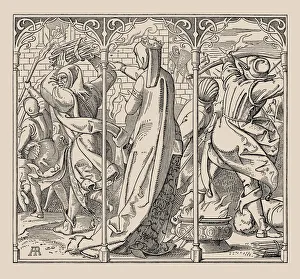 Alfred 1816 1859 Gallery: Die Nibelungen. How the Queen Gave Orders to Burn Down the Hall, 1840-1841. Creator: Rethel