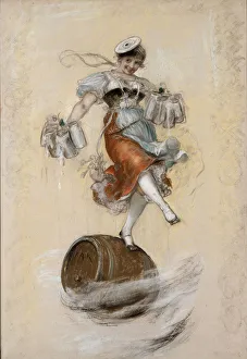 Bavaria Prints: Die Schutzenliesl (The shooting Liesl). Study, 1878