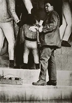 Rivera Prints: Diego Rivera creates a mural, c1924-1925. Creator: Modotti; Tina (1896-1942)