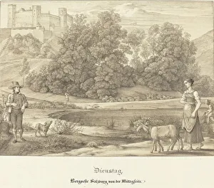 Noon Prints: Dienstag - Bergveste Salzburg vor der Mittagseit (Tuesday - The Castle of Salzburg)