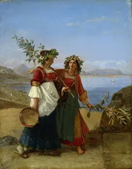Dies palmarum, two Neapolitan girls returning from the festival, 1823. Creator: Louis Leopold Robert