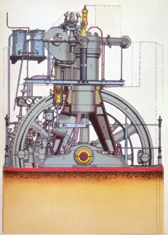 Diesel Gallery: Diesel engine: internal combustion engine invented by Rudolph Diesel in 1897 (c1910)