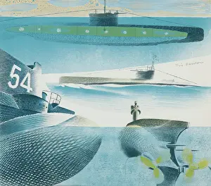 Submarine Prints: Different Aspects of Submarines, 1940 - 1941. Creator: Eric Ravilious
