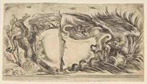 Snakes Prints: Two Different Halves of Cartouches Each Showing an Eagle Fighting a Serpent, 1646