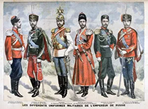 In A Row Prints: Different Russian military uniforms of the Emperor, 1896