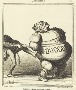 Squeezing Prints: Difficile a faire paraitre svelte, 1869. Creator: Honore Daumier