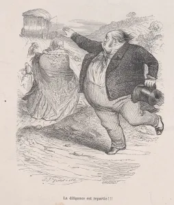 The diligence is gone!!! from the Little Miseries of Human Life, 1843. Creator: Brugnot The diligence is gone!!! from the Little Miseries of Human Life, 1843. Creator: Brugnot