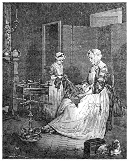 Sewing Box Prints: The Diligent Mother, 1740, (1885)