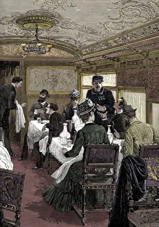 Service Industry Prints: Dining car on the Orient Express, c1885