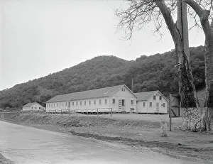 Dining hall, kitchen and hospital, Hot Springs federal shelter, California, 1936. Creator: Dorothea Lange