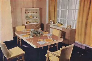 Maple Wood Prints: Dining-room group in birds eye maple, 1942