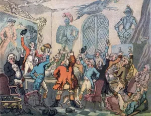 Rowdy Prints: The Dinner, Humours of Fox Hunting, 1799. Artist: Thomas Rowlandson