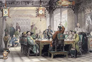 T Allom Prints: Dinner Party at a Mandarins House, China, 1843. Artist: G Patterson
