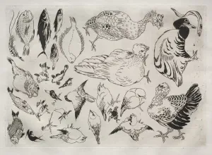 1833 1914 Prints: Dinner Service (Rousseau service): Ducks, fish, etc