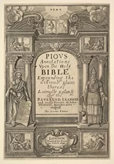 Ten Commandments Collection: Diodati. Pious Annotations, 1648. Creator: Wenceslaus Hollar
