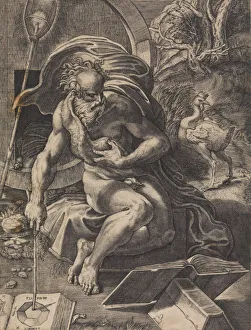 Barrels Prints: Diogenes, ca. 1527. Creator: Giovanni Jacopo Caraglio