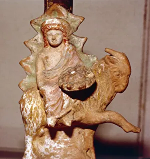 4th Century Bc Prints: Dionysus on a goat, Greek terracotta, Attic period, c350 B