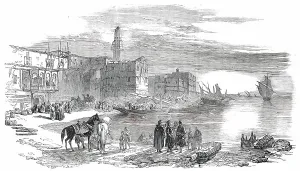 Diorama of the Route of the Overland Mail to India - Leaving Suez, 1850. Creator: Unknown