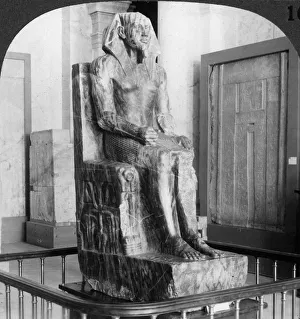 Cairo Prints: Diorite statue of King Khafre, builder of the second Pyramid of Gizeh