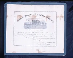 Institute Prints: Diploma awarded to William A.Yancey by Hampton Normal and Agricultural Institute