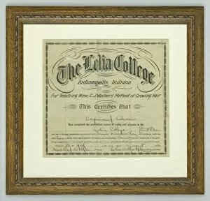 Signature Collection: Diploma from The Lelia College, 1916. Creator: Unknown