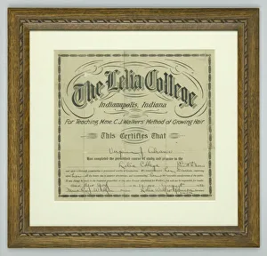 Signature Collection: Diploma from The Lelia College, 1916. Creator: Unknown