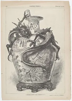 Harpers Weekly Prints: A Diplomatic (Chinese) Design Presented to U.S. 1881. Creator: Thomas Nast