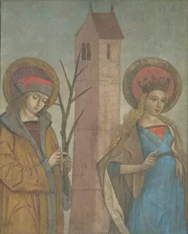 Diptych of Saints Achatius, Barbara, Apollonia, and Sebald, c. 1490. Creator: Unknown
