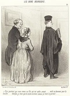 Parents Prints: Dire pourtant que nous avons un fils qui est enfin avocat... 1846. Creator: Honore Daumier