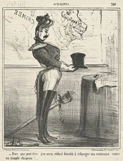 Crowned Prints: Dire que peut-être j'en serai réduit... 19th century. Creator: Honore Daumier