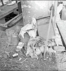 Hooverville Prints: Dirty clothes and flies, American River camp