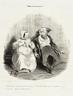 Promise Prints: Dis donc amour! Crois-tu que ce sera un garçon?, 1839. Creator: Honore Daumier