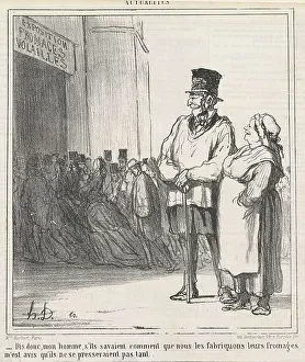 Hurrying Prints: Dis donc, mon homme, s'ils savaient... 19th century. Creator: Honore Daumier