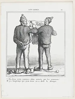 Dis donc, nous sommes plus avances que les journaux!, 1870. Creator: Honore Daumier