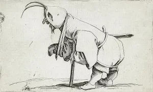 Etching With Engraving Prints: A Disabled Man Weaving a Hood, 1616. Creator: Jacques Callot