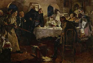 White Army Prints: The disarming a military gang by Grigori Kotovsky, 1939