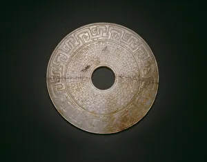 Jadejade Prints: Disc (bi), Qing dynasty, c. 18th century. Creator: Unknown