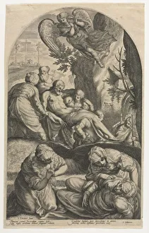 Late 16th Century Prints: The Disciples of Christ Carrying His Body to the Tomb, 1594. Creator: Jacob Matham (Dutch