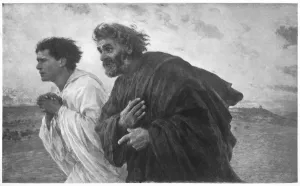 The Disciples Peter and John Running to the Sepulchre on the Morning of the Resurrection, c1898, ( Artist: Eugene Burnand