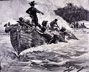 Conquest Prints: Discovery of America. Alvar Nunez Cabeza de Vaca discovers the Florida coast