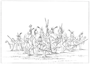 Myers And Co Prints: Discovery dance, Sac and Fox, Rock Island, Upper Mississippi, 1841. Artist: Myers and Co