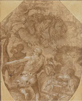 Over Black Chalk Prints: The Discovery of Glass, ca. 1570-72. Creator: Giovanni Maria Butteri