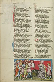 German Text Prints: The Discovery of the Gold Hidden in the Corn Bags; Weltchronik
